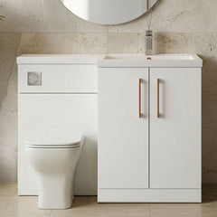 [BFLE111RH019] Bramshall Combination Vanity Unit with Basin & WC, Right Hand, 1100mm x 390mm - Choice of Colour and Handle Finish - Silo