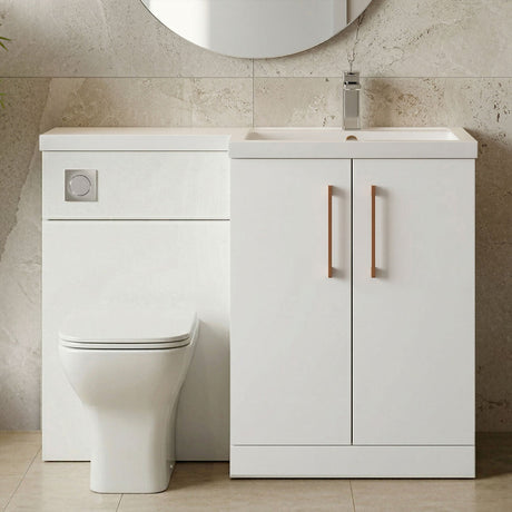 [BFLE111RH019] Bramshall Combination Vanity Unit with Basin & WC, Right Hand, 1100mm x 390mm - Choice of Colour and Handle Finish - Silo