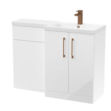 Bathroom Vanity Unit with Basin & WC, Right Hand, 1100mm x 390mm - Choice of Colour