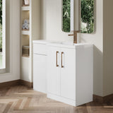 Bramshall Combination Vanity Unit with Basin & WC, Right Hand, 1100mm x 390mm - Choice of Colour and Handle Finish