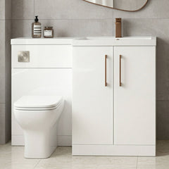 [BFLE111RH1516] Bramshall Combination Vanity Unit with Basin & WC, Right Hand, 1100mm x 390mm - Choice of Colour and Handle Finish - Silo
