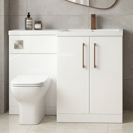 [BFLE111RH1516] Bramshall Combination Vanity Unit with Basin & WC, Right Hand, 1100mm x 390mm - Choice of Colour and Handle Finish - Silo