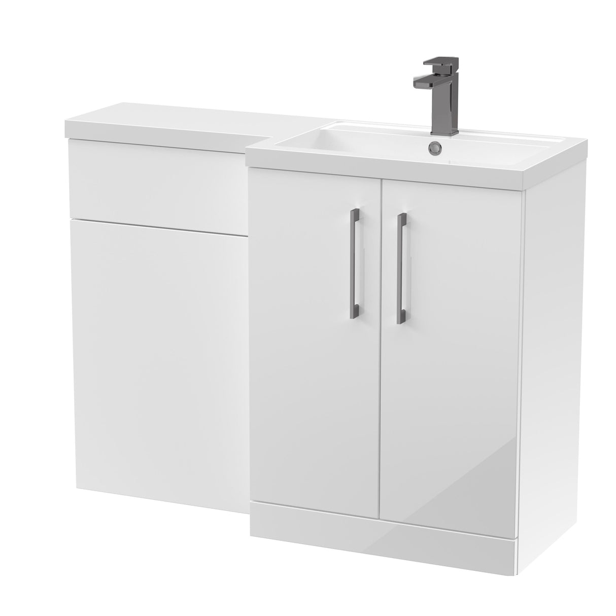 Bramshall Combination Vanity Unit with Basin & WC, Right Hand, 1100mm x 390mm - Choice of Colour and Handle Finish