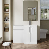 Bramshall Combination Vanity Unit with Basin & WC, Right Hand, 1100mm x 390mm - Choice of Colour and Handle Finish