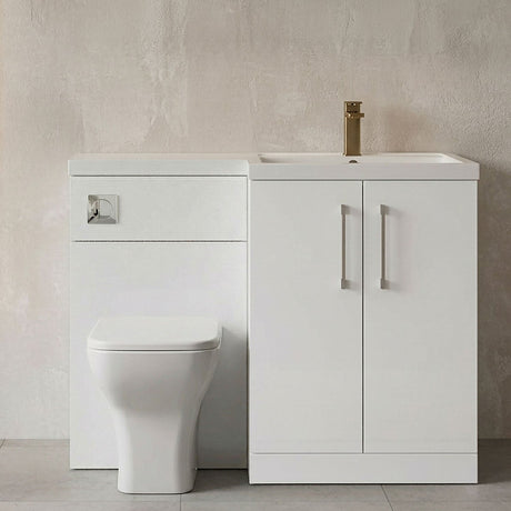 [BFLE111RH716] Bramshall Combination Vanity Unit with Basin & WC, Right Hand, 1100mm x 390mm - Choice of Colour and Handle Finish - Silo