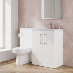 [BFLE111R] Bramshall Combination Vanity Unit with Basin & WC, Right Hand, 1100mm x 390mm - Choice of Colour and Handle Finish - Lifestyle 2