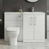 Bramshall Combination Vanity Unit with Basin & WC, Right Hand, 1100mm x 390mm - Choice of Colour and Handle Finish