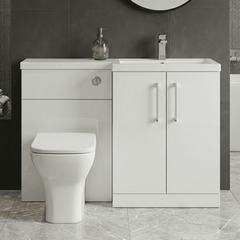 [BFLE111R] Bramshall Combination Vanity Unit with Basin & WC, Right Hand, 1100mm x 390mm - Choice of Colour and Handle Finish - Silo