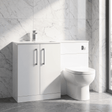 [BFLE112L] Bramshall Contemporary 2 Door Floor Standing Combination Unit with Stone Basin, 1100mm, Choice of Orientation and Colour - Silo
