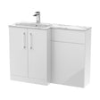 [BFLE113L] Bramshall Contemporary 2 Door Left-Hand Floor Standing Combination Unit with Stone Basin, Gloss White, 1100mm - Cutout