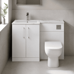 [BFLE113L] Bramshall Contemporary 2 Door Floor Standing Combination Unit with Stone Basin, 1100mm, Choice of Orientation and Colour