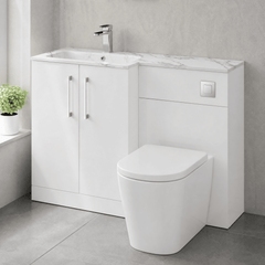 [BFLE113L] Bramshall Contemporary 2 Door Floor Standing Combination Unit with Stone Basin, 1100mm, Choice of Orientation and Colour