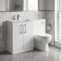 [BFLE113L] Bramshall Contemporary 2 Door Floor Standing Combination Unit with Stone Basin, 1100mm, Choice of Orientation and Colour