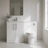 [BFLE113L] Bramshall Contemporary 2 Door Floor Standing Combination Unit with Stone Basin, 1100mm, Choice of Orientation and Colour - Silo
