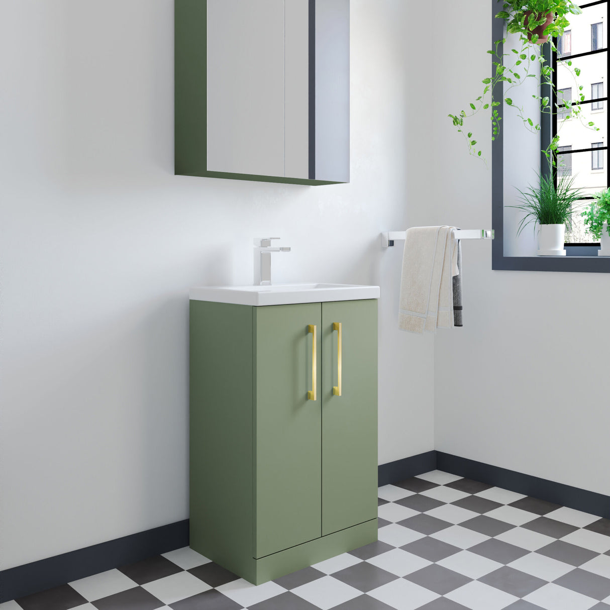 [BFLE118EH017] Bramshall Floor Standing Cloakroom Vanity Basin Unit with Choice of Finish, Handle Finish and Size - Lifestyle 3