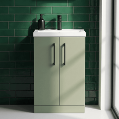 [BFLE118EH018] Bramshall Floor Standing Cloakroom Vanity Basin Unit with Choice of Finish, Handle Finish and Size - Silo