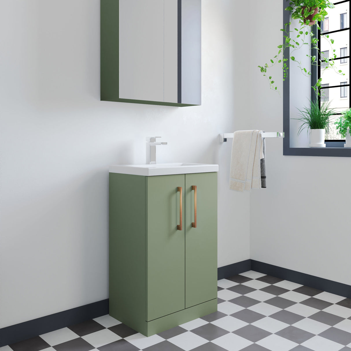 [BFLE118EH1516] Bramshall Floor Standing Cloakroom Vanity Basin Unit with Choice of Finish, Handle Finish and Size - Lifestyle 3