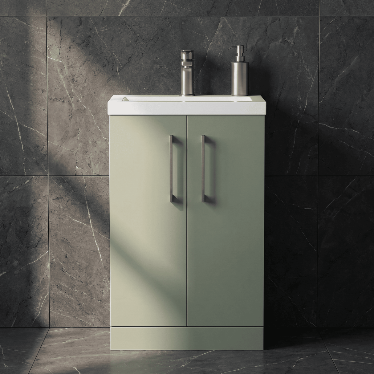 [BFLE118EH716] Bramshall Floor Standing Cloakroom Vanity Basin Unit with Choice of Finish, Handle Finish and Size - Silo