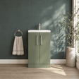 [BFLE118] Balterley Level Compact Bathroom Cloakroom Vanity Basin Unit with Polymarble Basin, Chrome Handles, 500mm, Satin Green - Silo