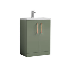 [BFLE119H1516] Bramshall Contemporary Compact Floor Standing Vanity Basin Unit with Polymarble Basin, 600mm, Choice of Colour and Handle Finish - Cutout