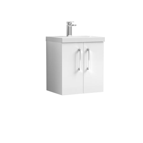[BFLE121A] Bramshall Contemporary 2 Door Wall Hung Vanity Basin Unit with Mid-Edge Basin, Choice of Size and Colour - Cutout