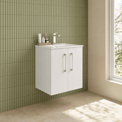 [BFLE121B] Balterley  Modern Bathroom 2 Soft Close Door & Minimalist Wall Hung Vanity Unit Basin, Gloss White, 345mm - Lifestyle 3