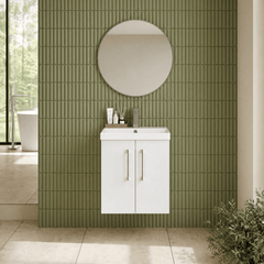 [BFLE121D] Balterley  Contemporary Bathroom 2 Soft Close Door & Thin-Edge Vanity Unit Basin, Gloss White, 500mm - Lifestyle 1