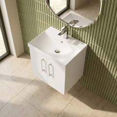 [BFLE121D] Balterley  Contemporary Bathroom 2 Soft Close Door & Thin-Edge Vanity Unit Basin, Gloss White, 500mm - Lifestyle 2