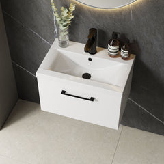 [BFLE122AH018] Bramshall Wall Hung 1 Drawer Vanity Unit with Mid-Edge Ceramic Basin 600mm - Lifestyle 2