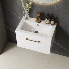 [BFLE122AH1516] Bramshall Wall Hung 1 Drawer Vanity Unit with Mid-Edge Ceramic Basin 600mm - Lifestyle 2