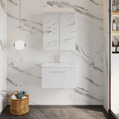 [BFLE122A] Bramshall Wall Hung 1 Drawer Vanity Unit with Mid-Edge Ceramic Basin 600mm - Lifestyle 1