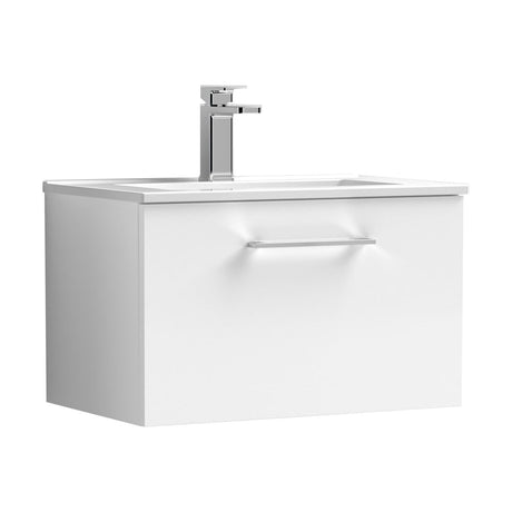 [BFLE122B] Balterley  Modern Bathroom 1 Soft Close Drawer & Minimalist Wall Hung Vanity Unit Basin, Gloss White, 440mm - Cutout
