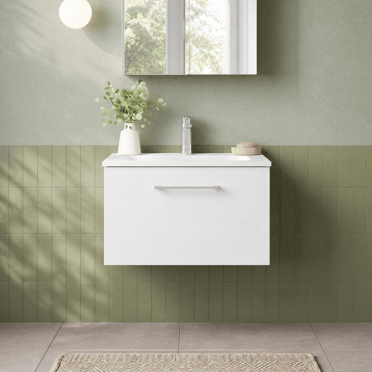 [BFLE122B] Bramshall Contemporary 1 Soft Close Drawer Wall Hung Vanity Unit, Choice of Size/Basin Type/Colour