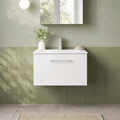 [BFLE122B] Bramshall Contemporary 1 Soft Close Drawer Wall Hung Vanity Unit, Choice of Size/Basin Type/Colour