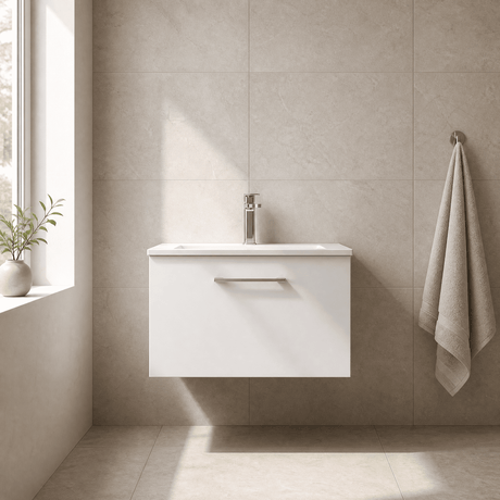 [BFLE122B] Bramshall Contemporary 1 Soft Close Drawer Wall Hung Vanity Unit, Choice of Size/Basin Type/Colour - Silo