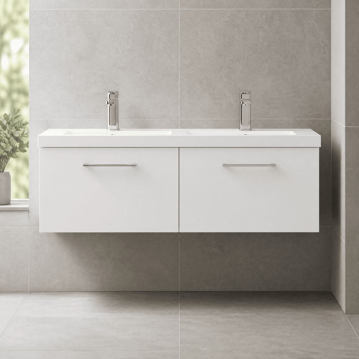 [BFLE122C2] Bramshall Wall Hung 2 Drawer Vanity Basin Unit - 1200mm - Choice of Colour and Basin Type - Lifestyle 1