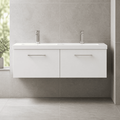 [BFLE122C2] Bramshall Wall Hung 2 Drawer Vanity Basin Unit - 1200mm - Choice of Colour and Basin Type - Lifestyle 1