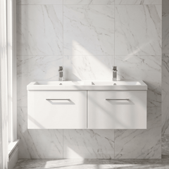 [BFLE122C2] Bramshall Wall Hung 2 Drawer Vanity Basin Unit - 1200mm - Choice of Colour and Basin Type - Silo