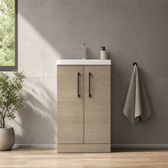 [BFLE122EH018] Bramshall Floor Standing Cloakroom Vanity Basin Unit with Choice of Finish, Handle Finish and Size - Silo
