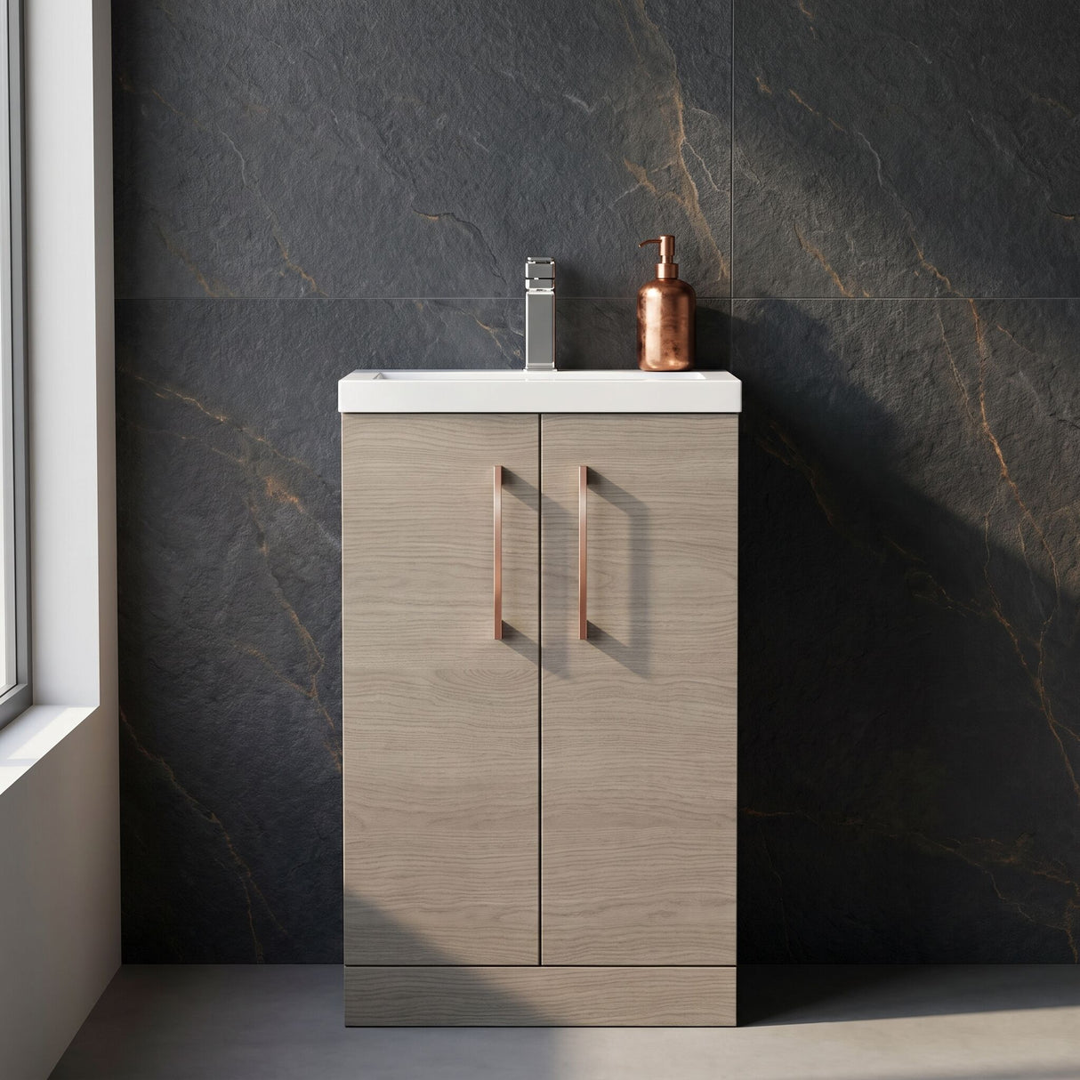 [BFLE122EH019] Bramshall Floor Standing Cloakroom Vanity Basin Unit with Choice of Finish, Handle Finish and Size - Silo