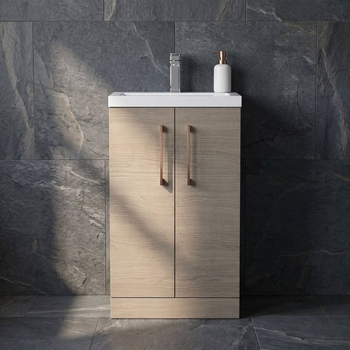 [BFLE122EH1516] Bramshall Floor Standing Cloakroom Vanity Basin Unit with Choice of Finish, Handle Finish and Size - Silo