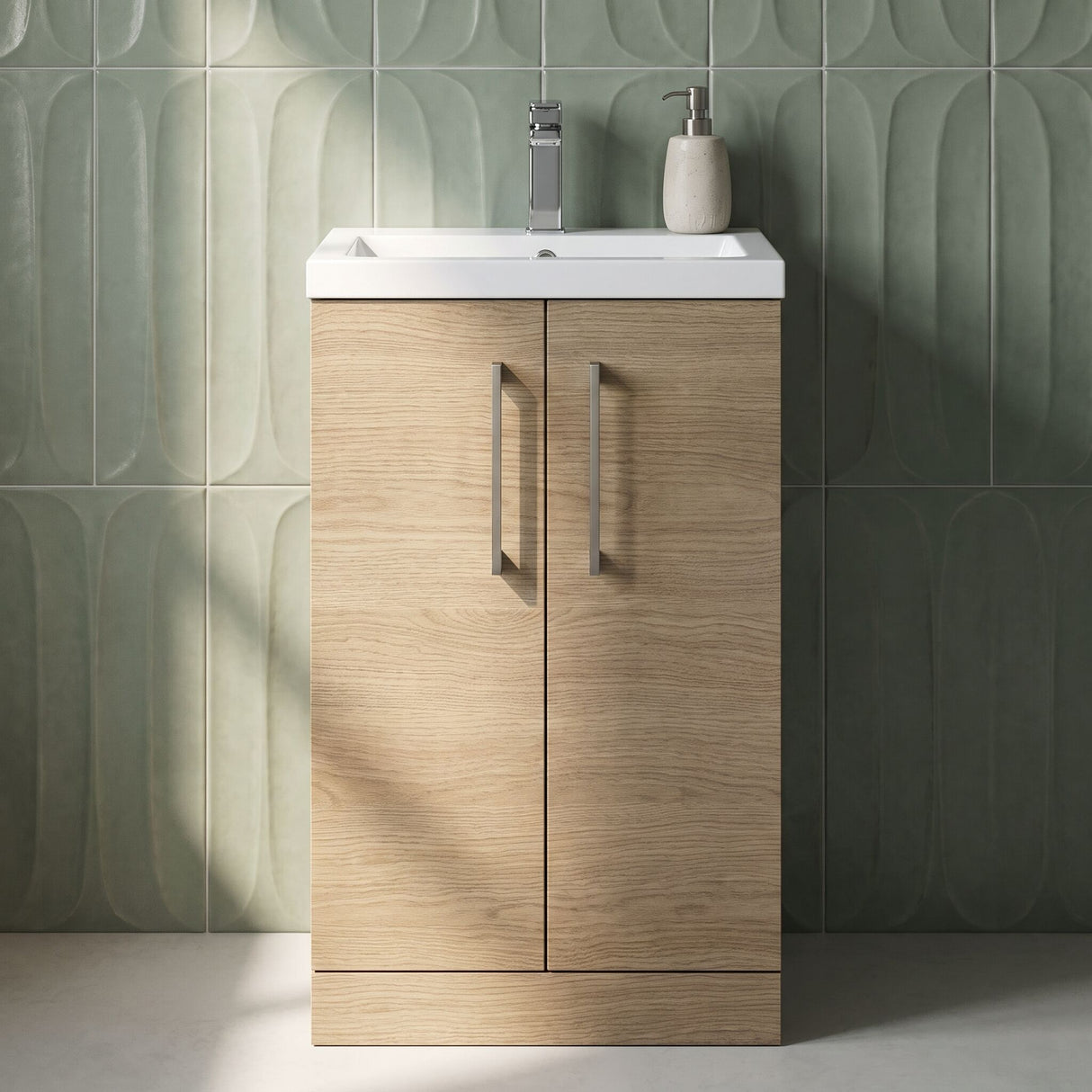 [BFLE122EH716] Bramshall Floor Standing Cloakroom Vanity Basin Unit with Choice of Finish, Handle Finish and Size - Silo