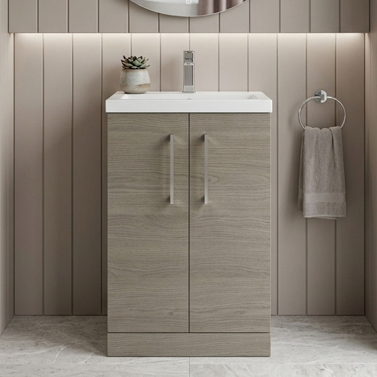 [BFLE122E] Bramshall Floor Standing Cloakroom Vanity Basin Unit with Choice of Finish, Handle Finish and Size - Silo