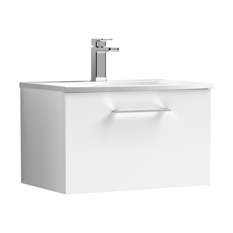 [BFLE122G] Balterley  Contemporary Bathroom 1-Drawer Wall-Hung Curved Basin Vanity Unit, Gloss White, 600mm - Cutout