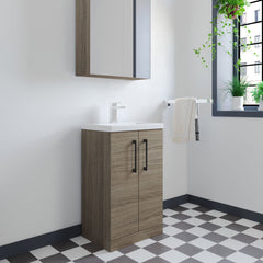 [BFLE122H018] Bramshall Contemporary Compact Floor Standing Vanity Basin Unit with Polymarble Basin, 500mm, Choice of Colour and Handle Finish - Lifestyle 3