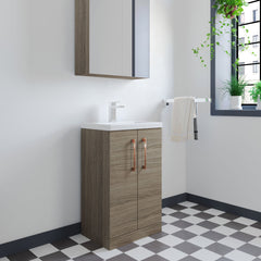 [BFLE122H019] Bramshall Contemporary Compact Floor Standing Vanity Basin Unit with Polymarble Basin, 500mm, Choice of Colour and Handle Finish - Lifestyle 3