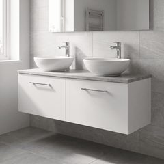 [BFLE122LBG2] Bramshall Wall Hung 2 Drawer Vanity Unit with Bellato Grey Laminate Worktop, 1200mm, Choice of Colour