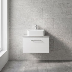 [BFLE122LBG] Bramshall Contemporary 1 Drawer Wall Hung Vanity Unit with Bellato Grey Laminate Worktop, Choice of Size and Colour