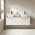 [BFLE122LCM2] Bramshall Contemporary 2 Drawer Wall Hung Vanity Unit with Carrera Marble Laminate Worktop, 1200mm, Choice of Colour - Silo