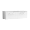 [BFLE122W2] Bramshall 1200mm Wall Hung 2 Drawer Vanity Unit with Worktop, Choice of Colour - Cutout